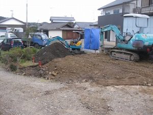 新築住宅の工事の土木工事着工