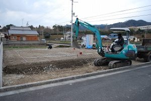 新築注文住宅の造成・敷地配置の地縄張り