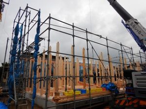 平屋建て新築住宅の建前・上棟