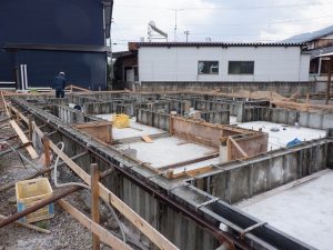 平屋建て新築住宅の基礎工事