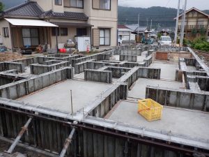 平屋建て新築住宅の基礎工事