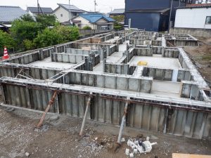 平屋建て新築住宅の基礎工事