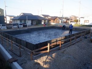 平屋建て新築住宅の基礎工事