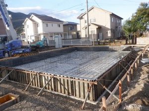 平屋建て新築住宅の基礎工事