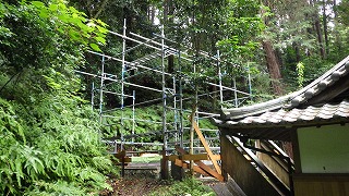 八幡神社 本殿の建前・上棟の準備